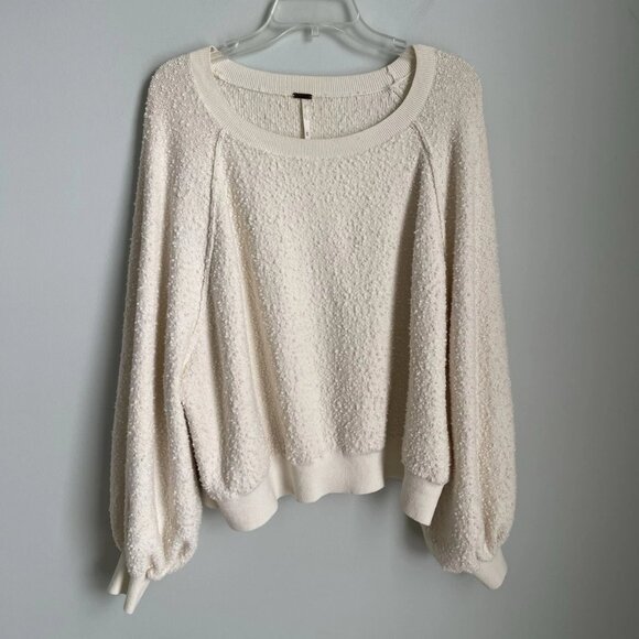 Free People Cream Found My Friend Pullover Sweater Textured Boxy - Picture 1 of 6